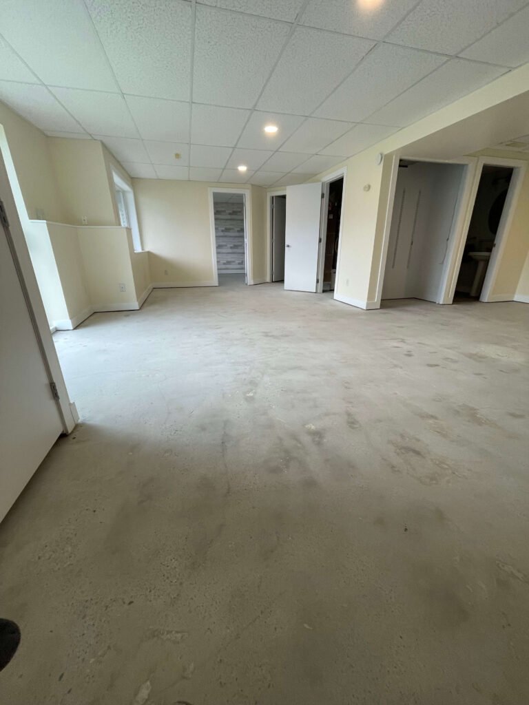 Clean concrete floor after coating removal and prep